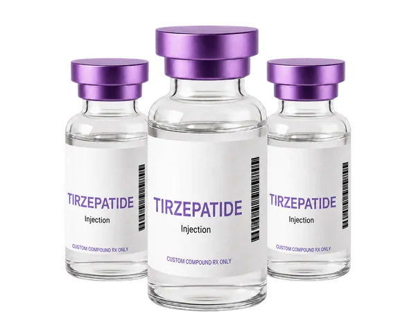 Tirzepatida + B12: frascos con receta para inyección semanal