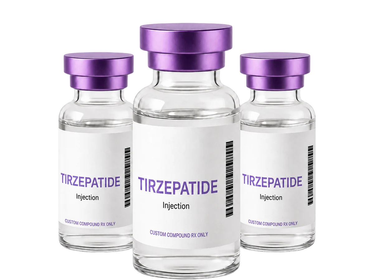 Tirzepatida + B12: frascos con receta para inyección semanal